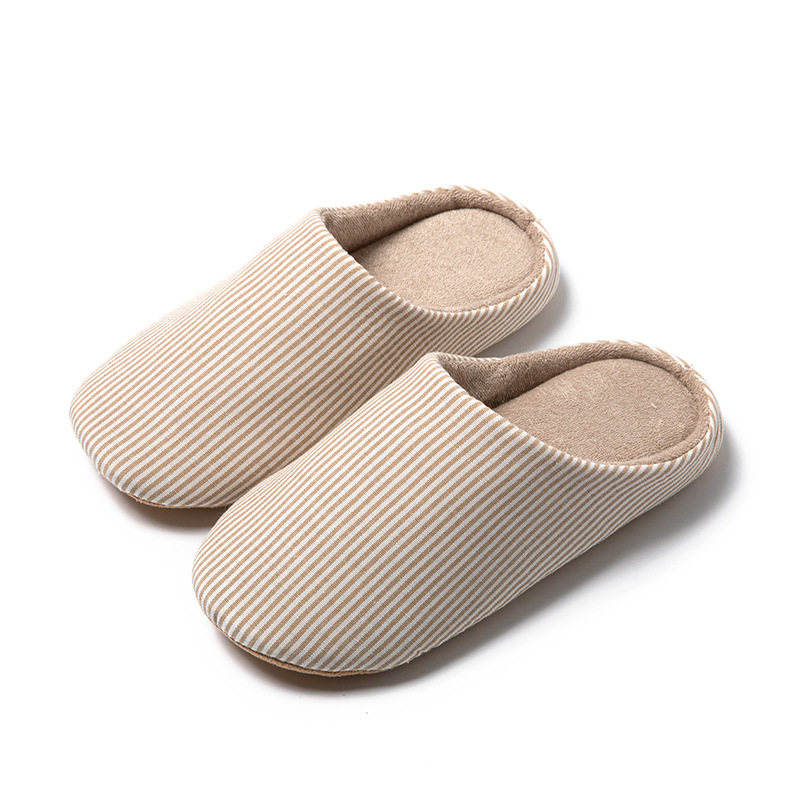 MEELANO Unisex Stribede Hjemmesko Behagelige Med Komfort Beige