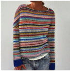 MEELANO Zahara | Dame Blød Striktrøje med Rund Hals - Oversized Varm Pullover Blå