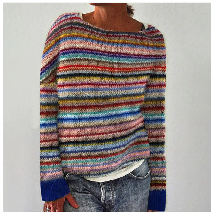 MEELANO Zahara | Dame Blød Striktrøje med Rund Hals - Oversized Varm Pullover Blå