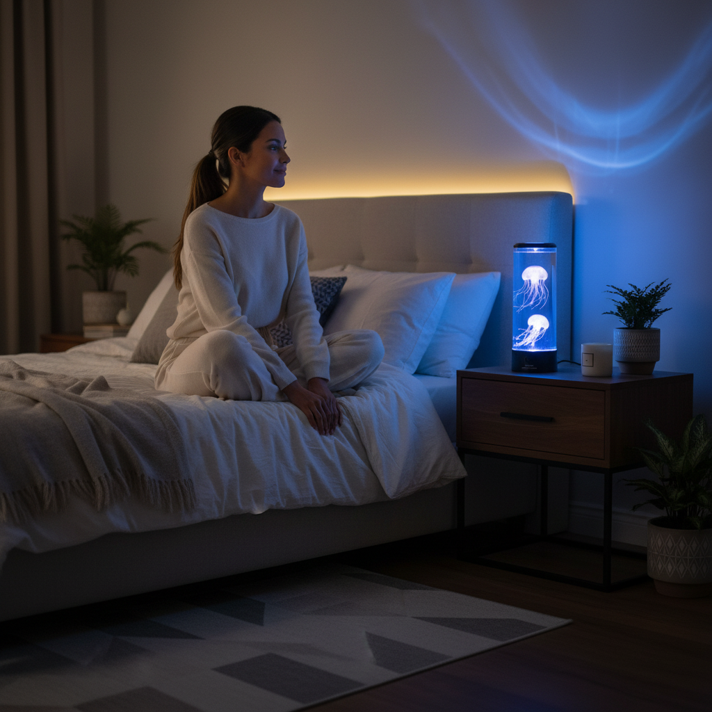 MEELANO OceanGlow – Stilfuld Vandmandslampe med Beroligende Lys