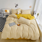 MEELANO Onelia Sengetøjssæt – Ternet & Stribet Design i Blødt Polyester med Pudebetræk 22