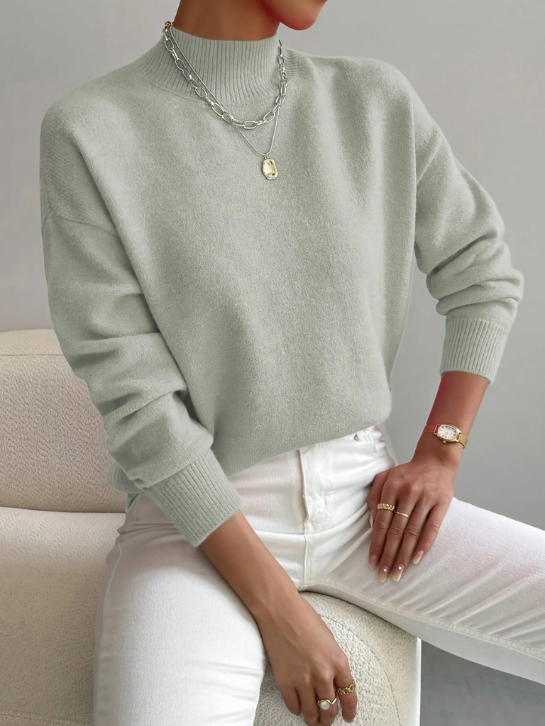 MEELANO Pamelo | Dame Elegant Finstrikket Striktrøje med V-Hals - Varm Pullover Salvie S