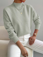 MEELANO Pamelo | Dame Elegant Finstrikket Striktrøje med V-Hals - Varm Pullover Salvie S