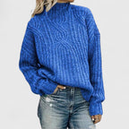 MEELANO Raffineret Sweater Dame – Kabelstrik Striktrøje, Blød & Afslappet, til Jeans & Nederdel, 5 Farver, XS–3XL – Luna Blå