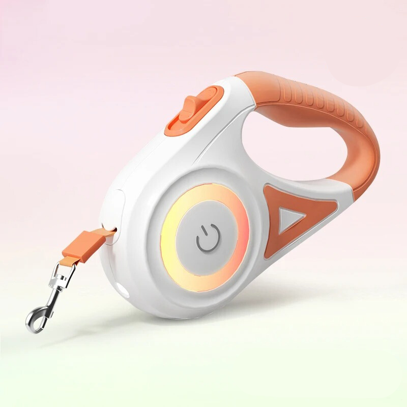 MEELANO Selvlysende Hundesnor med Lommelygte – LED Hundesnor op til 5 m, Synlig i Mørke, 3 Farver – GlowGuard Orange