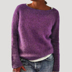 MEELANO Kvinder Oversized Strikket Sweater Til Kvinder I Blød Vinterstrik Lilla