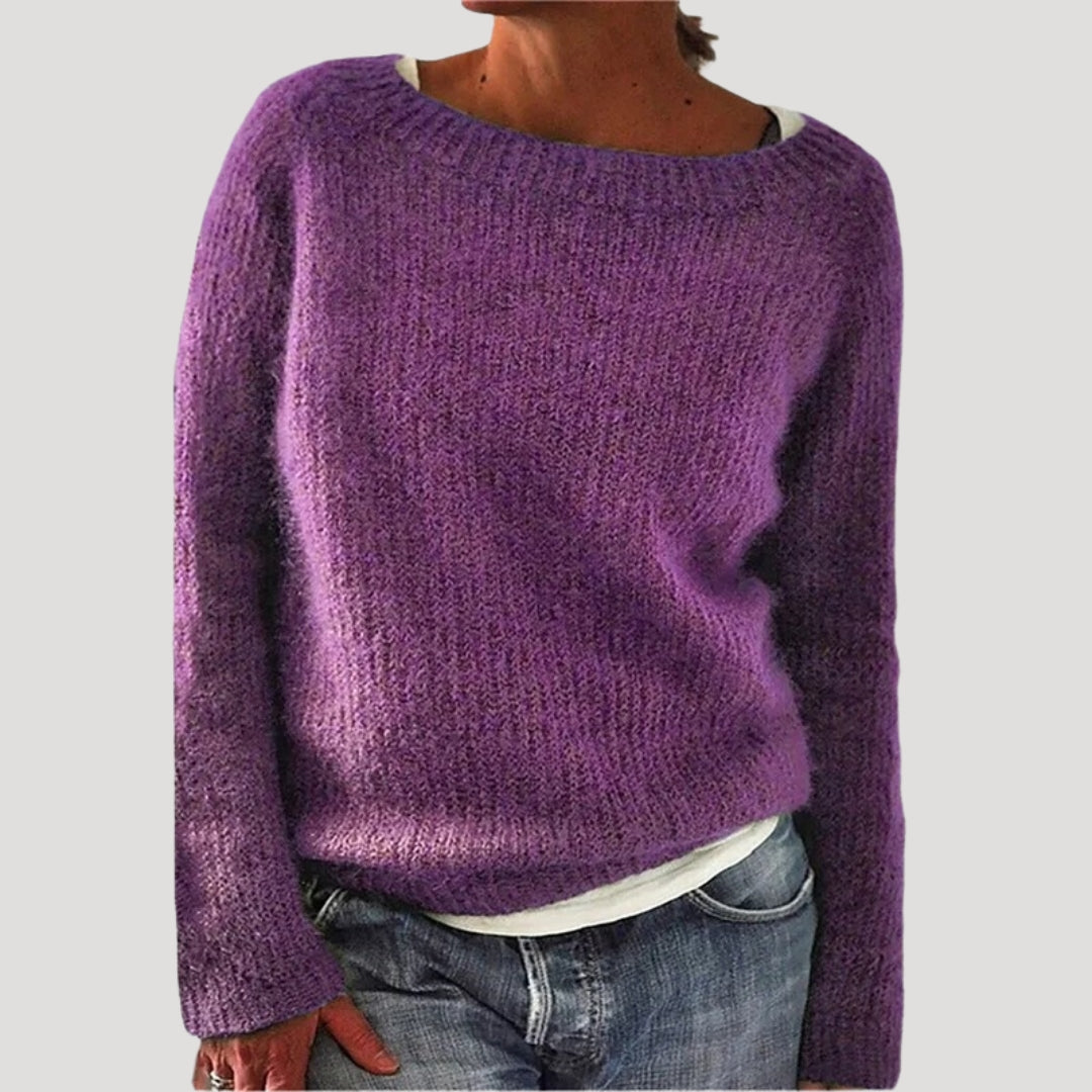 MEELANO Kvinder Oversized Strikket Sweater Til Kvinder I Blød Vinterstrik Lilla
