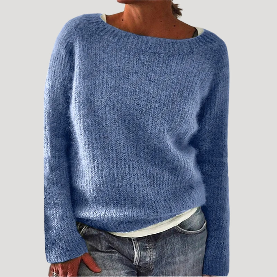MEELANO Kvinder Oversized Strikket Sweater Til Kvinder I Blød Vinterstrik Blå
