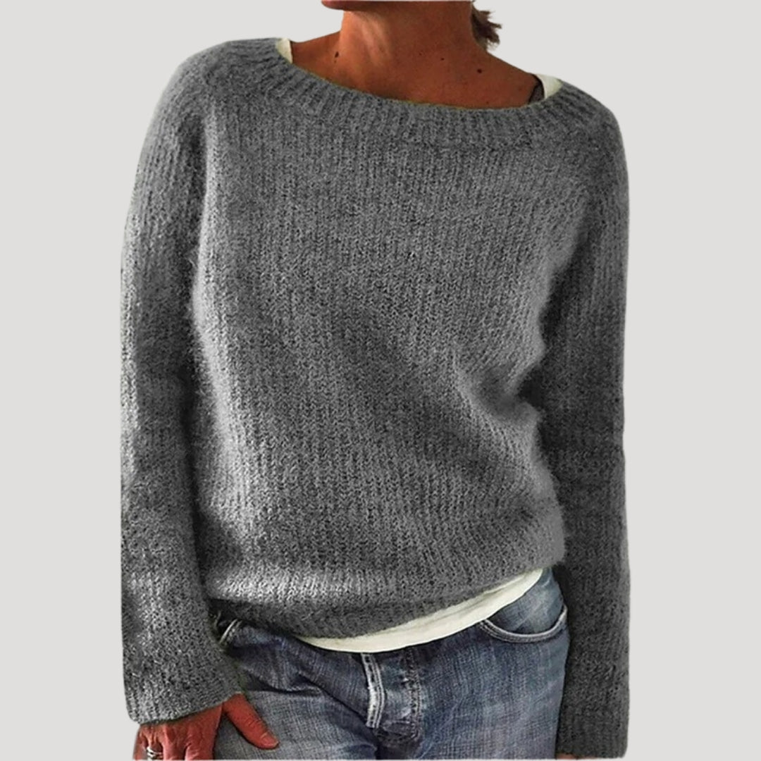 MEELANO Kvinder Oversized Strikket Sweater Til Kvinder I Blød Vinterstrik Grå