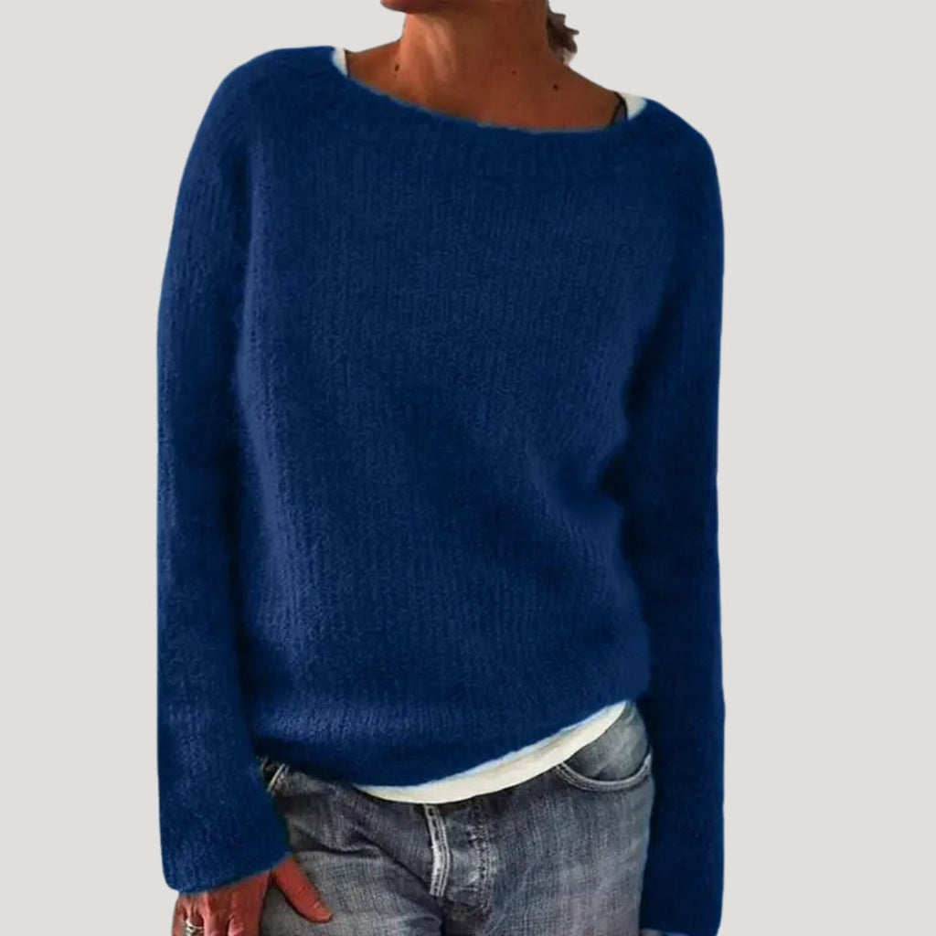 MEELANO Kvinder Oversized Strikket Sweater Til Kvinder I Blød Vinterstrik Marineblå
