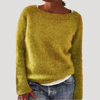 MEELANO Kvinder Oversized Strikket Sweater Til Kvinder I Blød Vinterstrik Gul