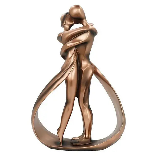 Dekorativ Skulptur af Omfavnende Figurer – Kærestepar Skulptur i Bronze-look, Romantisk Pynt & Gave – Seraphina