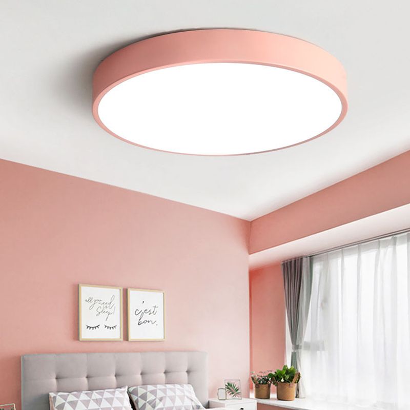 MEELANO Rund Ultra Flad LED Loftlampe Til Indendørs Belysning Lyserød