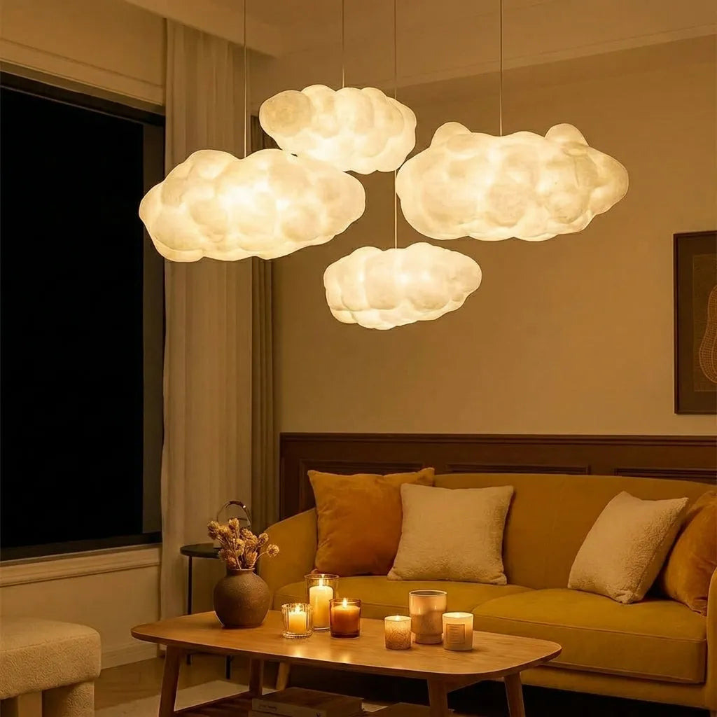 Pendel i syntetisk bomuld | Skyform | LED med varmt lys