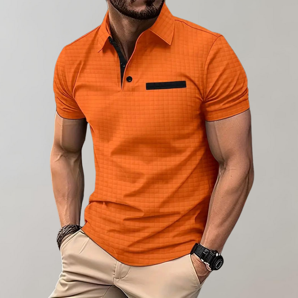 MEELANO Hugo Klassisk Herre Polo Med Åndbart Bomuld Komfort Orange