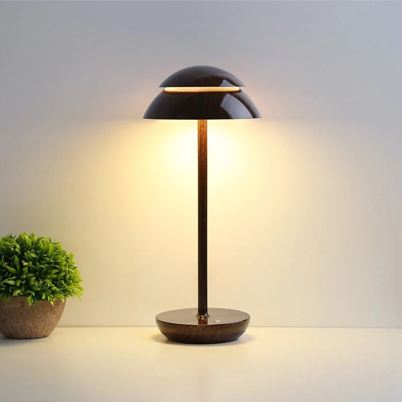 MEELANO Prestige – Trådløs genopladelig bordlampe i skandinavisk design Valnød