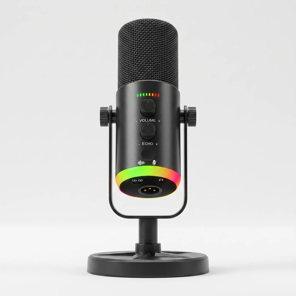 MEELANO RGB Dynamisk Gaming-mikrofon – USB-C & XLR Bordmikrofon til Streaming & Podcast med Ekko, Monitorering – AuraMic Default Title