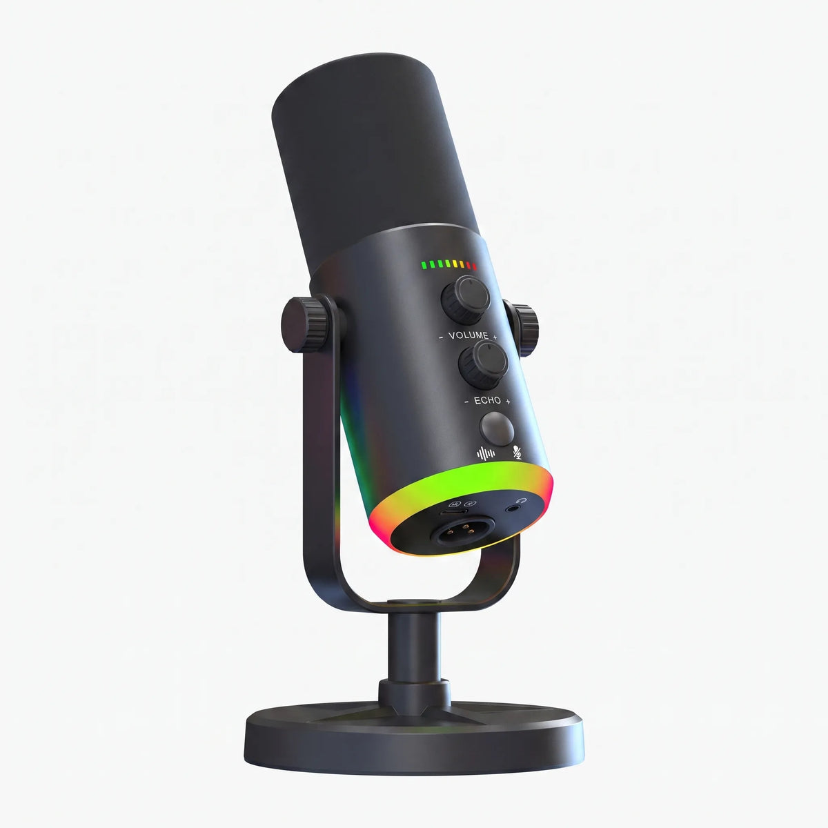 MEELANO RGB Dynamisk Gaming-mikrofon – USB-C & XLR Bordmikrofon til Streaming & Podcast med Ekko, Monitorering – AuraMic