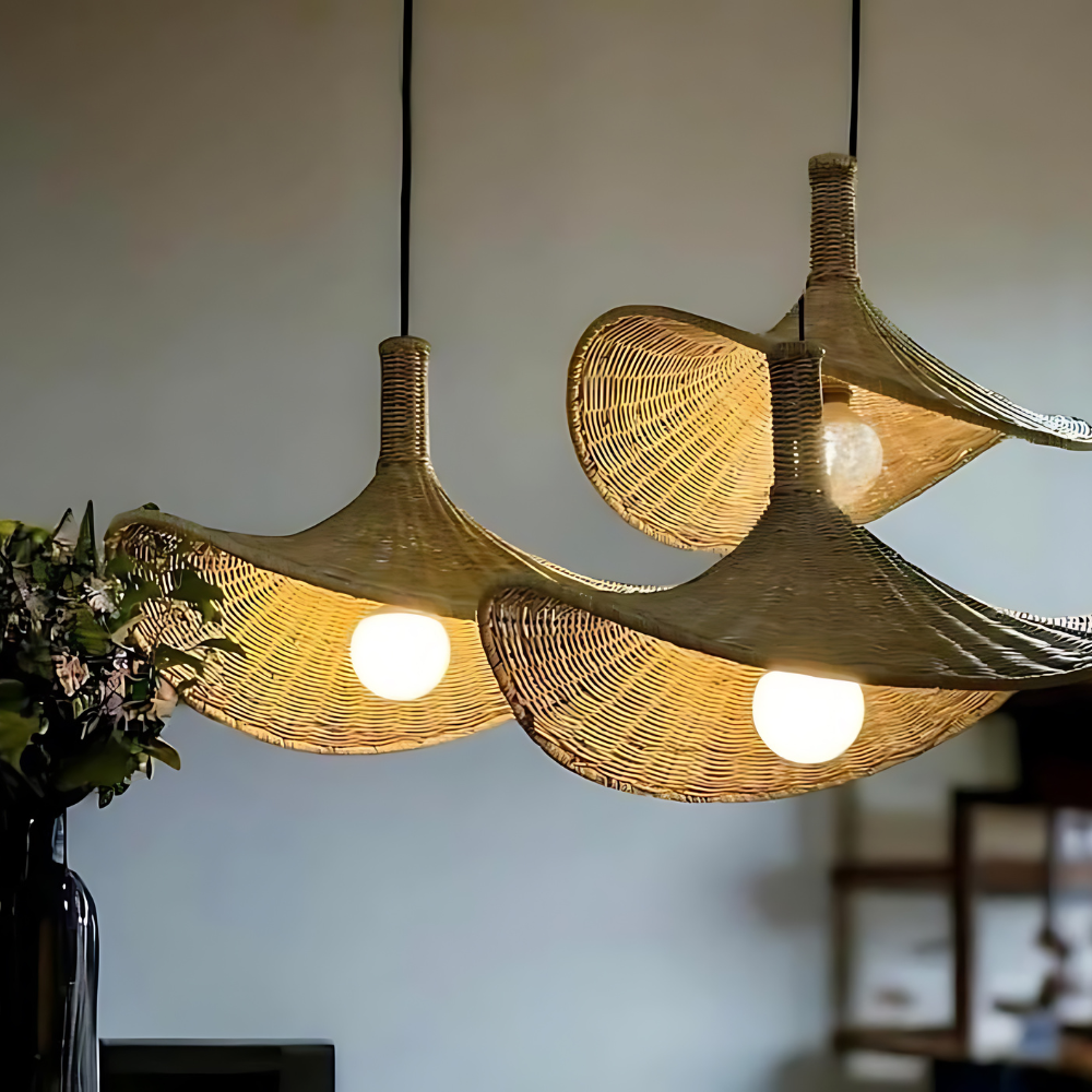 MEELANO Rattan Sejl Pendellampe