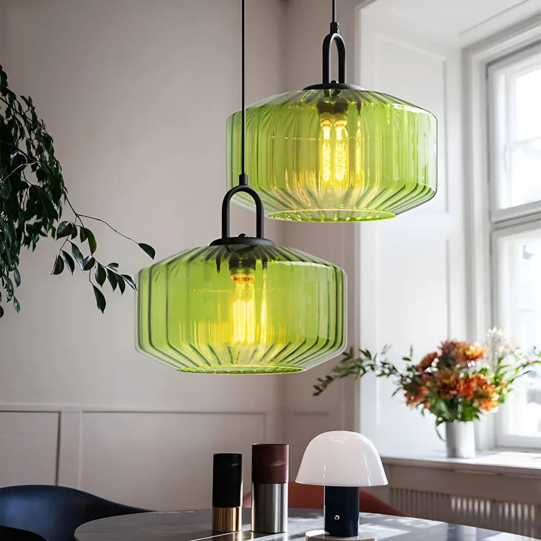 MEELANO Retro glaspendellampe med varmt lys til spisestue, stue og entré