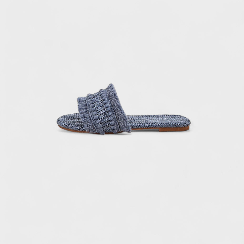 MEELANO Lyvanta | Dame Pompon-sko – Komfortabel TPU-sål & Diskret Design Blå