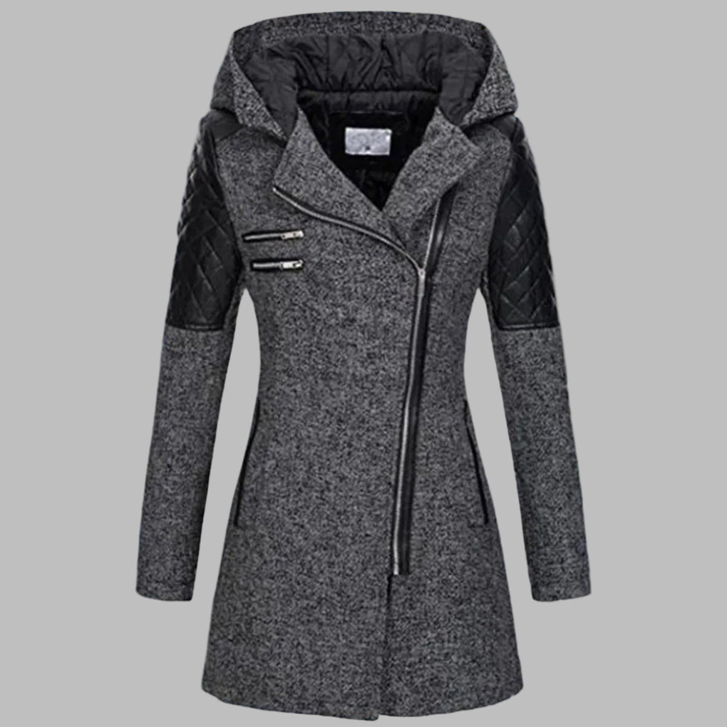 MEELANO Lang Vinterfrakke til Kvinder - Med varm hætte Mørkegrå
