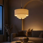 Pendel i Stof – Lagdelt Tekstil Pendellampe i Wabi-sabi Stil med Dæmpbar LED, E27, Ø 45 eller 58 cm