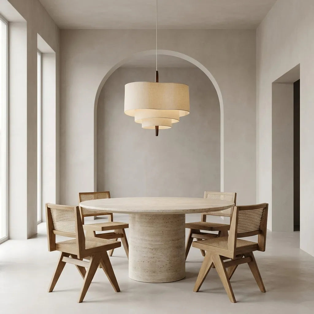 Pendel i Stof – Lagdelt Tekstil Pendellampe i Wabi-sabi Stil med Dæmpbar LED, E27, Ø 45 eller 58 cm
