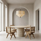 Pendel i Stof – Lagdelt Tekstil Pendellampe i Wabi-sabi Stil med Dæmpbar LED, E27, Ø 45 eller 58 cm