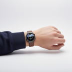 MEELANO Rundt Smartwatch med Sundhedssensorer – Klassisk Design med Puls, Iltmætning & Søvnmåling, 3 Remfarver – VitalWatch Klassisk sort Brun