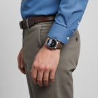 MEELANO Rundt Smartwatch med Sundhedssensorer – Klassisk Design med Puls, Iltmætning & Søvnmåling, 3 Remfarver – VitalWatch Premium sølv Brun