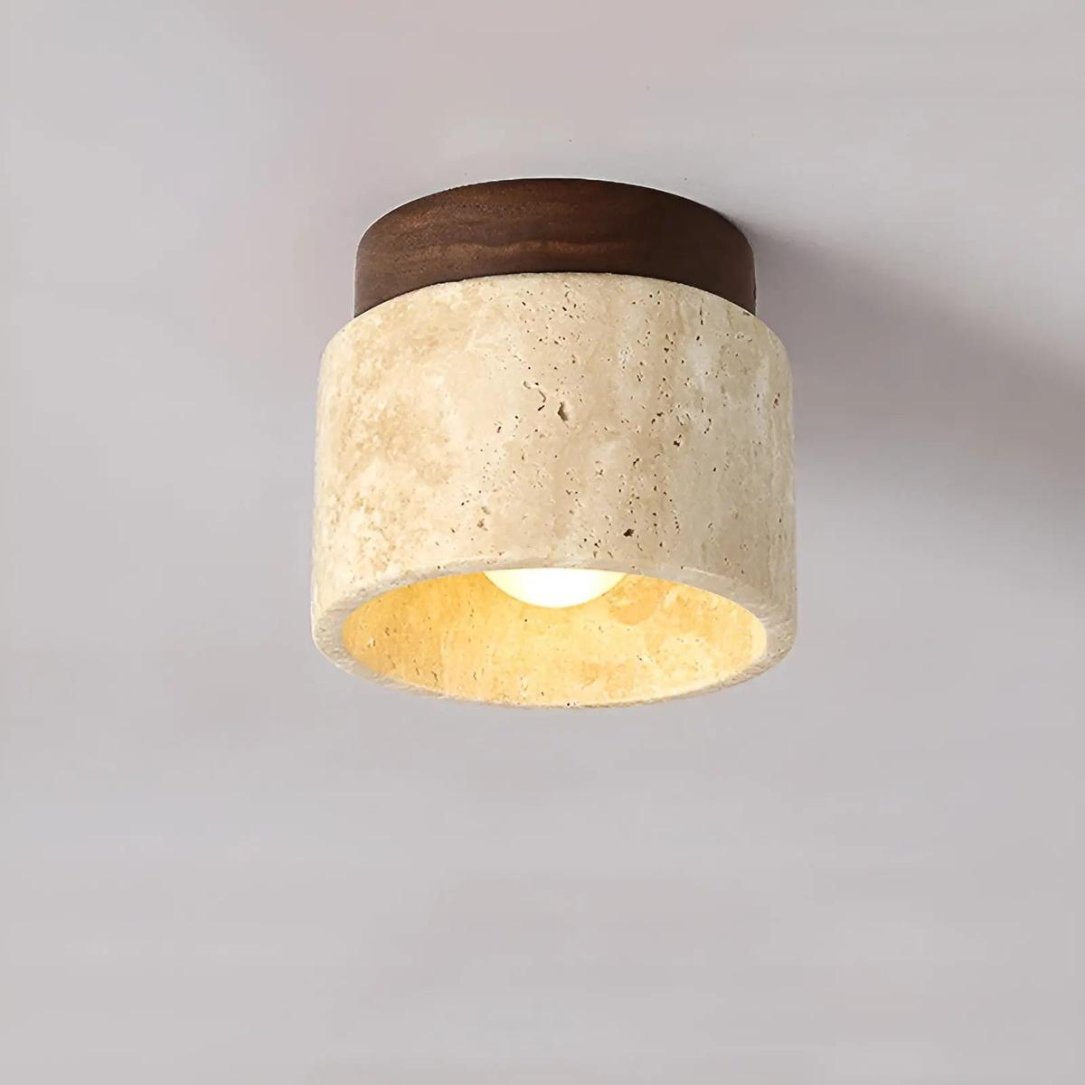 MEELANO Rustik loftslampe i travertin med LED-kompatibilitet