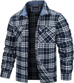 MEELANO Søren - Bomuld Ternet Flannel Skovhugger T-shirt Marineblå