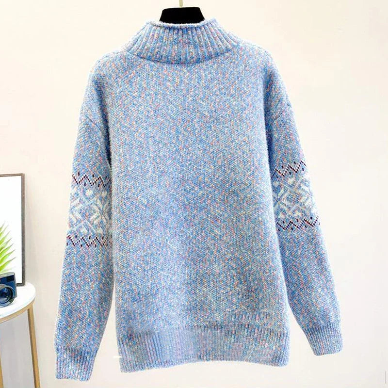Luna | Dame Rullekrave Sweater - Varm Højhalset Striktrøje Pullover