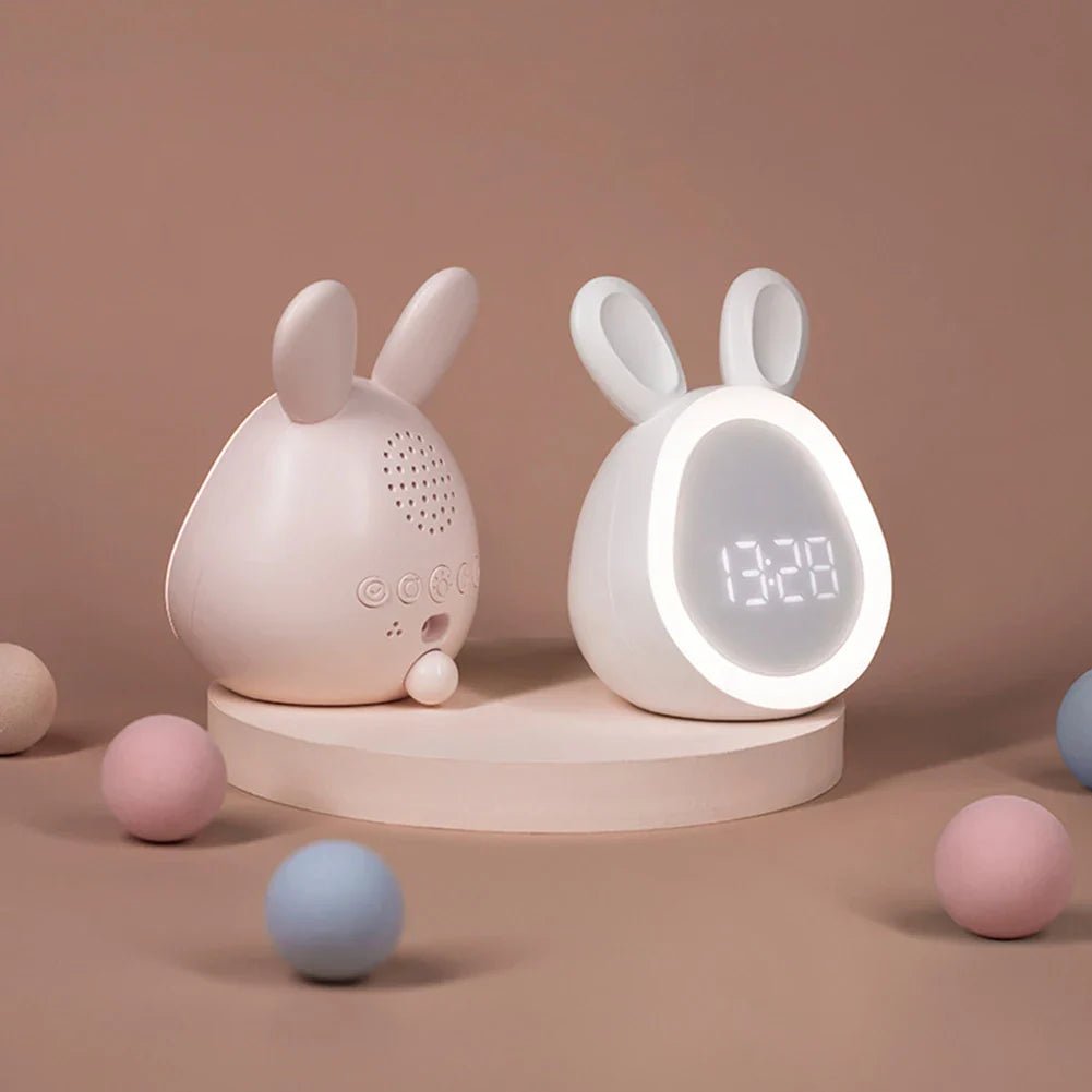 MEELANO Børnevækkeur Kanin med LED-natlys – Vækkeur til Børn med Dæmpbart Natlys, Pink eller Hvid – BunniGlow