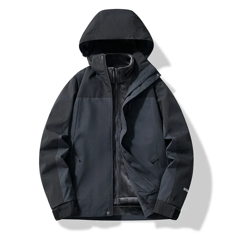 MEELANO Herre Og Dame Skijakke Med Hætte Sporty To Farvet Design Mørkegrå