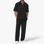 MEELANO Hommes | Herre Business Casual Tøjsæt med Skjorte & Bukser - Elegante Chinos & Matchende Skjortesæt Sort Pakke med 1 stk.