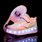 MEELANO LED Rulleskøjte-Sneakers til Børn – Lysende Sko med Hjul & Velcrolukning, 4 Farver, Str. 28–39