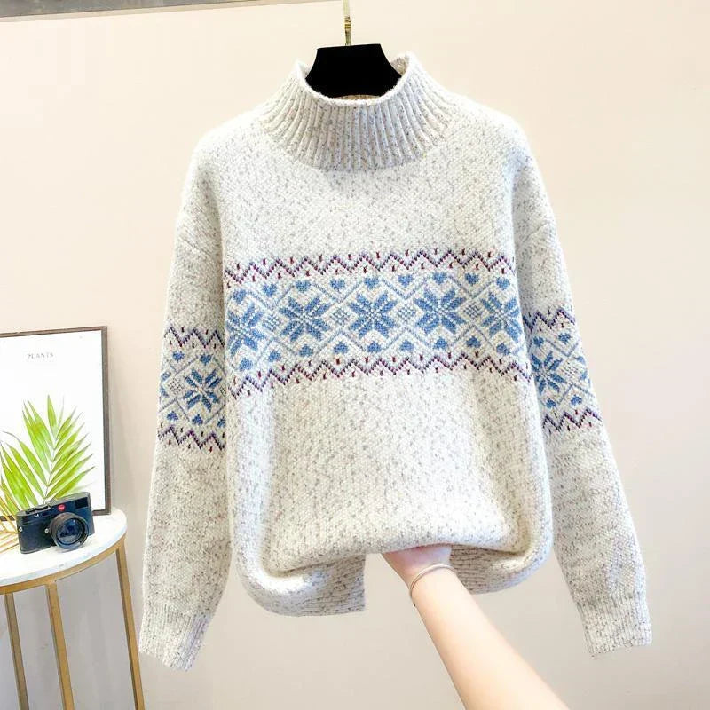 Luna | Dame Rullekrave Sweater - Varm Højhalset Striktrøje Pullover