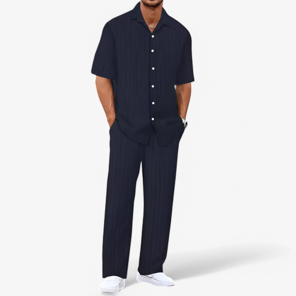 MEELANO Hommes | Herre Business Casual Tøjsæt med Skjorte & Bukser - Elegante Chinos & Matchende Skjortesæt Marineblå Pakke med 1 stk.