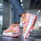 MEELANO LED Rulleskøjte-Sneakers til Børn – Lysende Sko med Hjul & Velcrolukning, 4 Farver, Str. 28–39