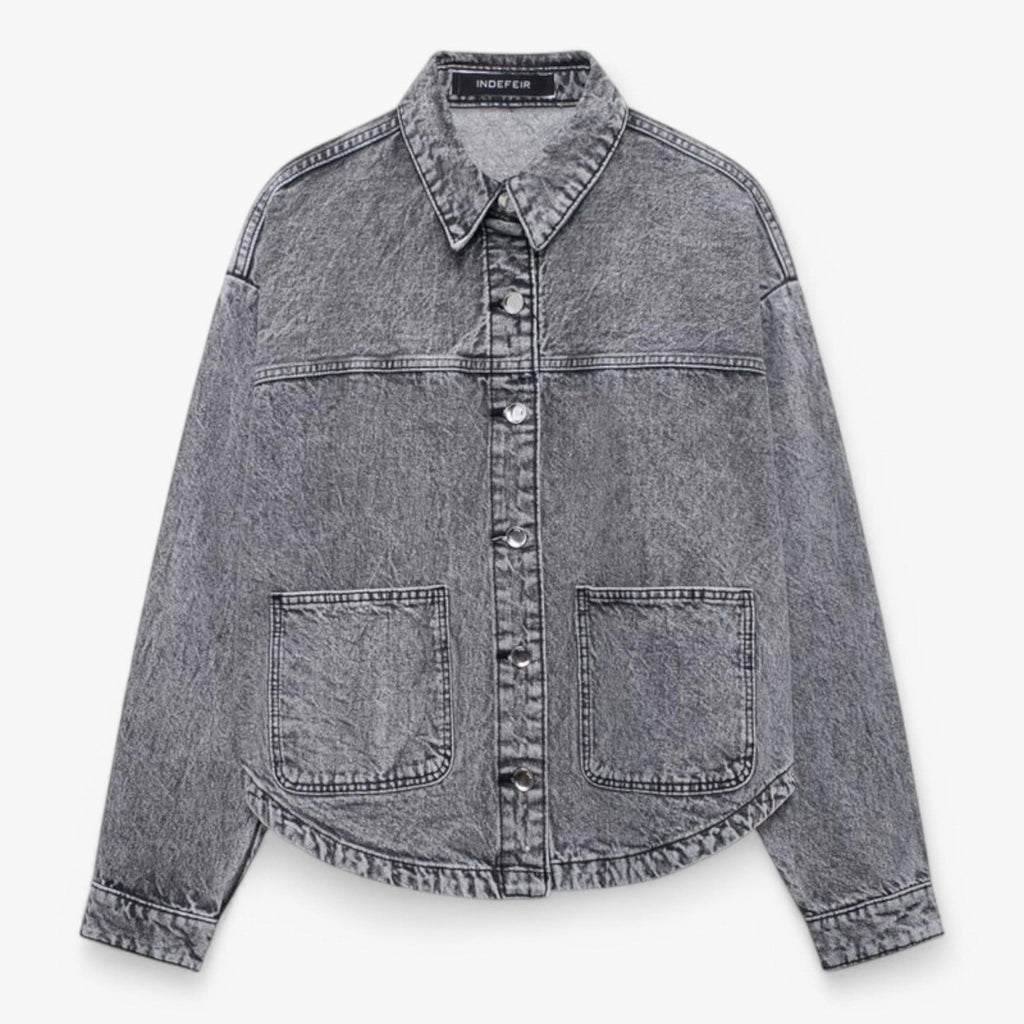MEELANO Let Denimjakke Til Kvinder Åndbar Overgangsjakke Til Hverdag Grå
