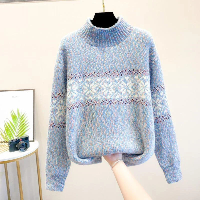Luna | Dame Rullekrave Sweater - Varm Højhalset Striktrøje Pullover