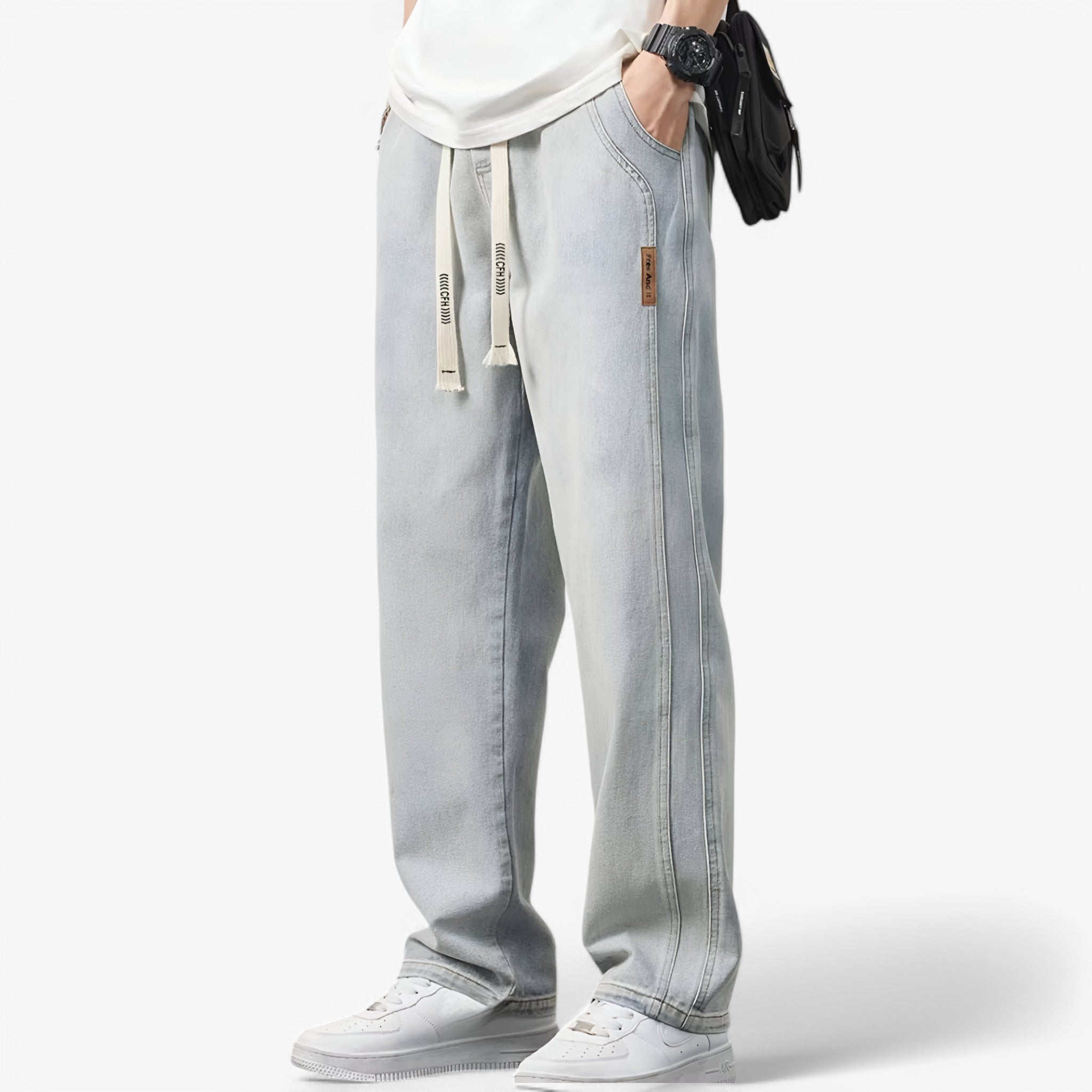 MEELANO Roque | Herre Wide Leg Jeans med Brede Ben - Løse Cowboybukser & Wide Fit Denim