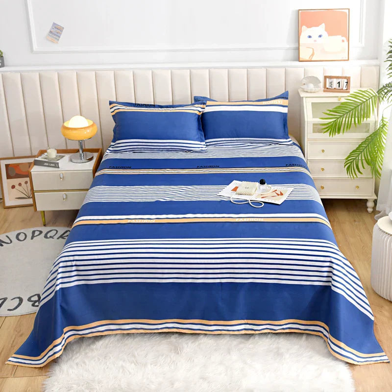 MEELANO Bomuld Dynebetræk Med Printdesign Frisk Søvn Til Sengen Blåstribet