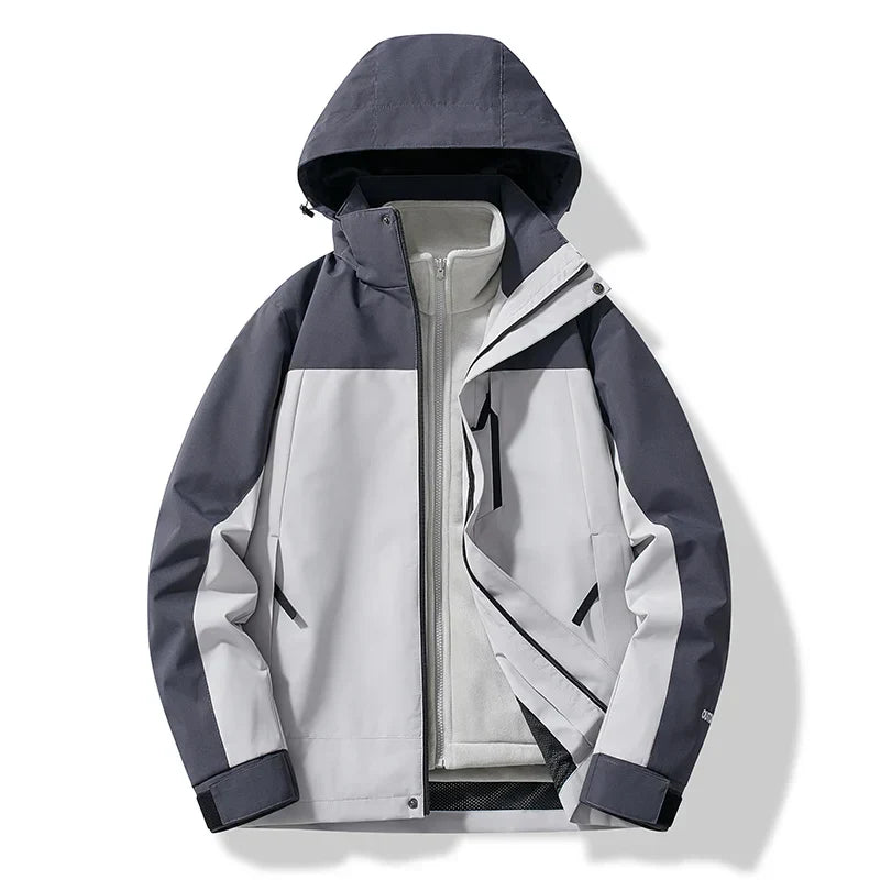 MEELANO Herre Og Dame Skijakke Med Hætte Sporty To Farvet Design Grå