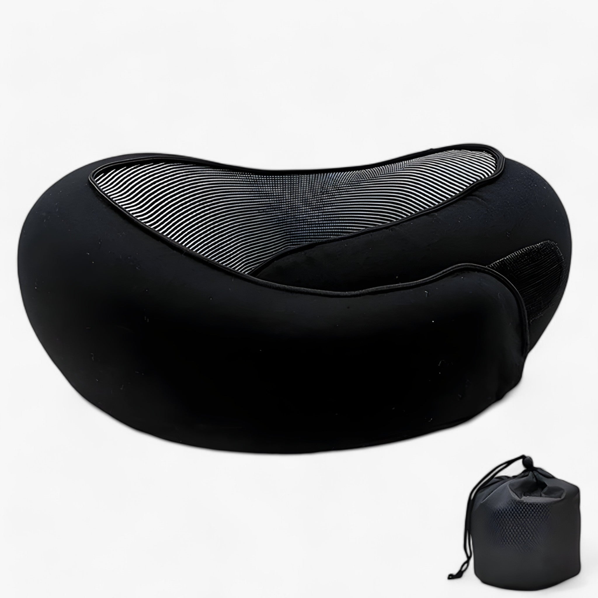 MEELANO TravelPillow – Rejsepude i Memory Foam med Taske Sort