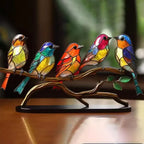 MEELANO Farverige Fugle på Gren Dekorativ Skulptur – Håndlavede Fuglefigurer til Hylde & Vindueskarm, 5 Varianter – ColorBirds