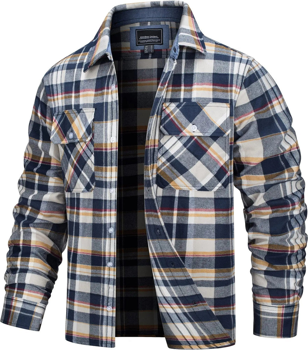 MEELANO Søren - Bomuld Ternet Flannel Skovhugger T-shirt Gul