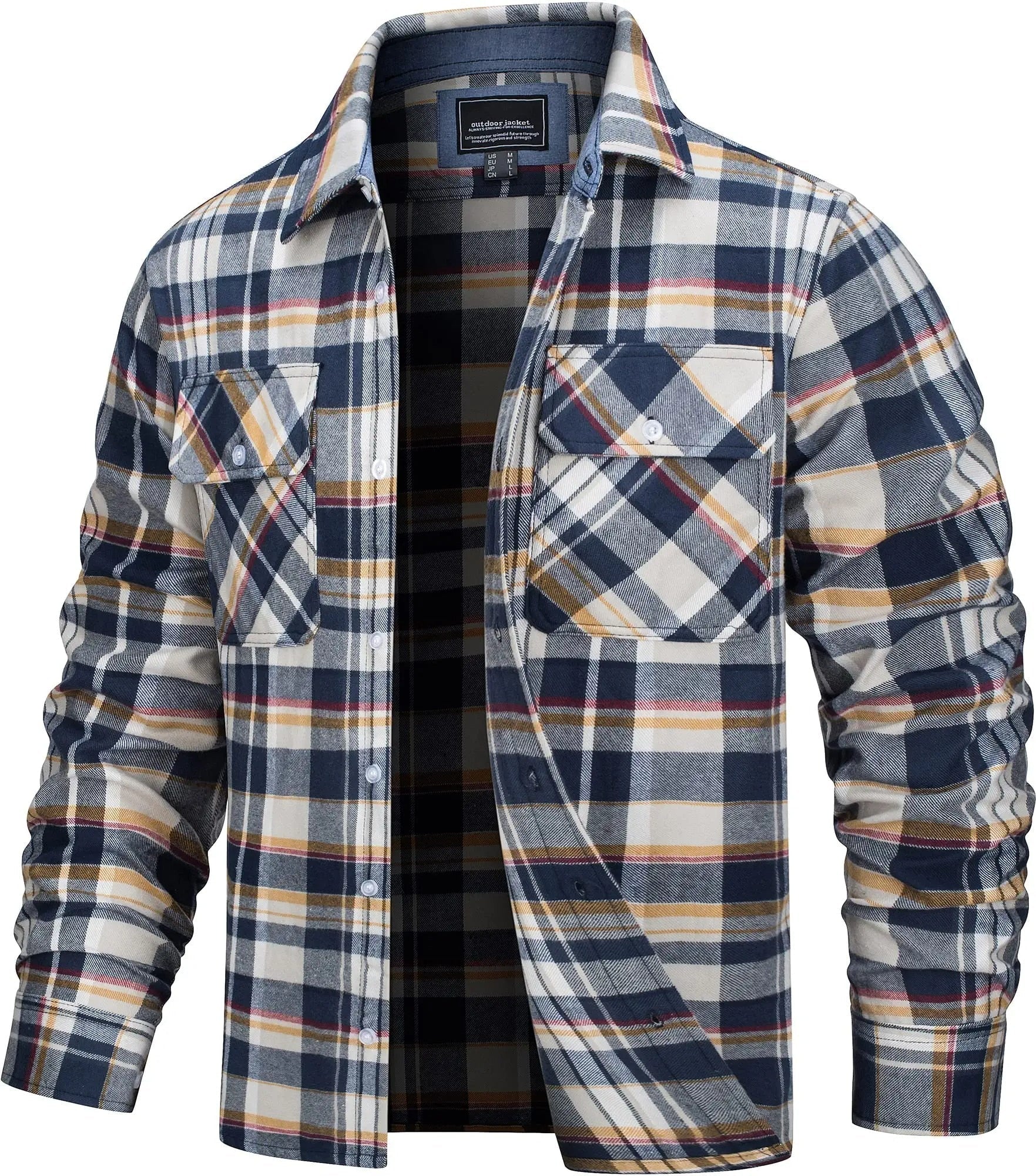 MEELANO Søren - Bomuld Ternet Flannel Skovhugger T-shirt Gul